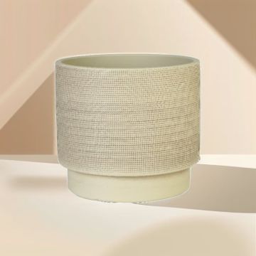Waffle Seramik Vazo Bej Orta Boy 15cm