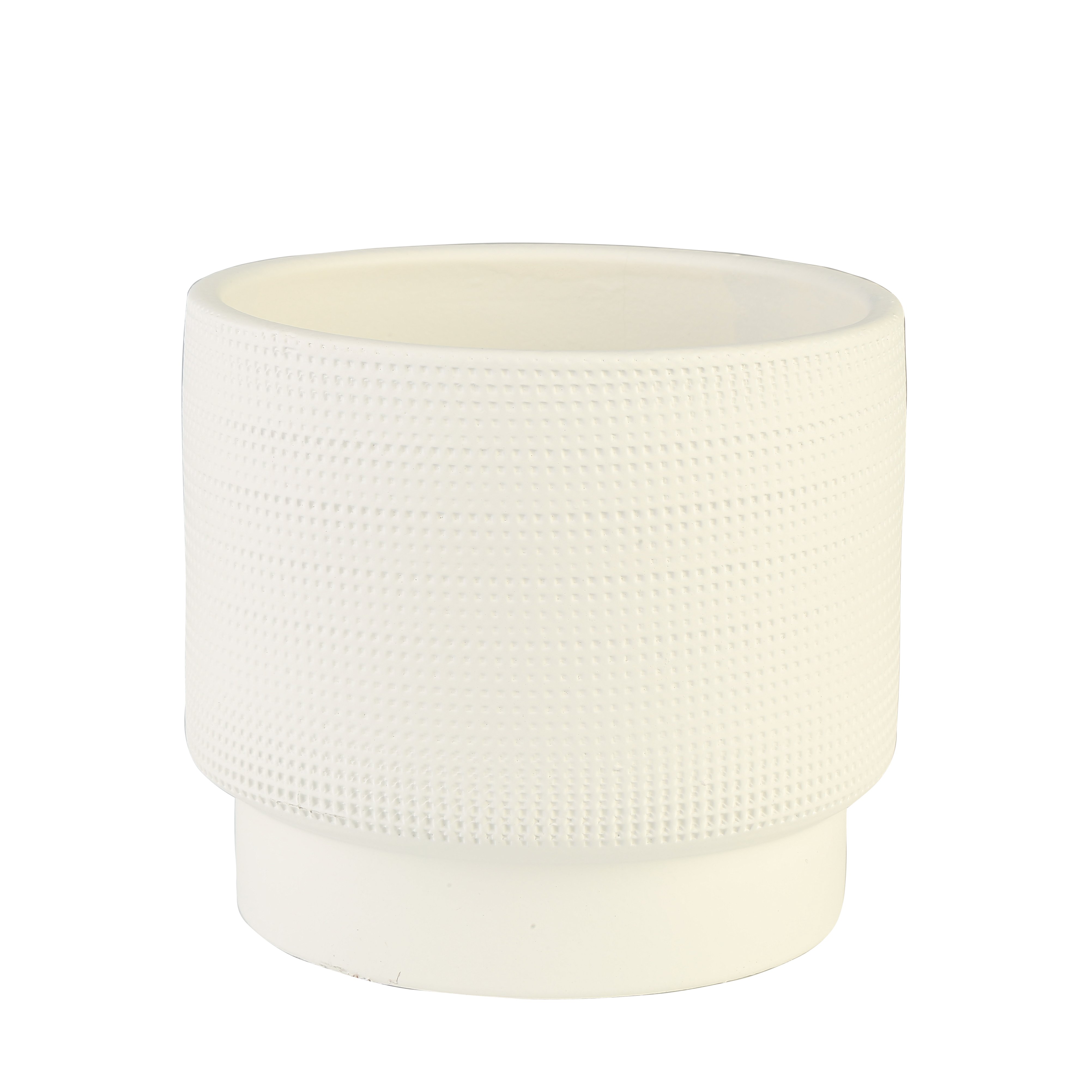 Waffle Seramik Vazo Krem Orta Boy 15cm