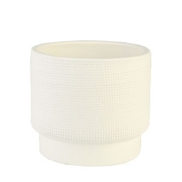 Waffle Seramik Vazo Krem Orta Boy 15cm