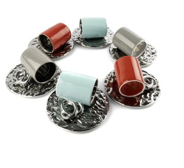 Lalin Silver 3 Renkli Asorti 6lı Kahve Fincanı Seti 90cc