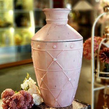 Pera Metal Pembe 2'Li Küp Model Vazo