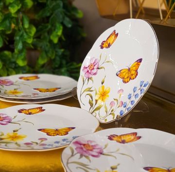 Mariposa 6lı Porselen Pasta Tabağı 21cm