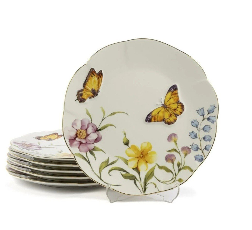 Mariposa 6lı Porselen Pasta Tabağı 21cm