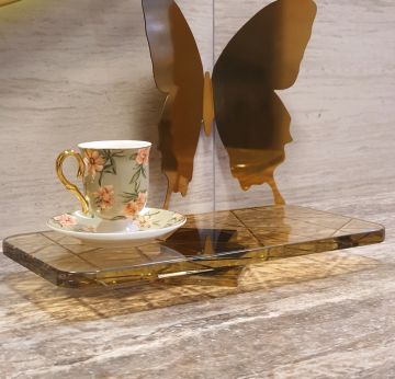 Amber Siyah Ayaklı Cam Sunumluk 30x15x4cm