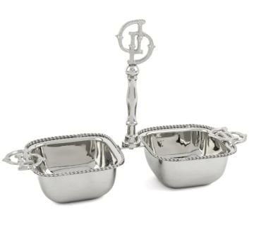 Gümüş Metal 2li Çerezlik 31x11x21cm