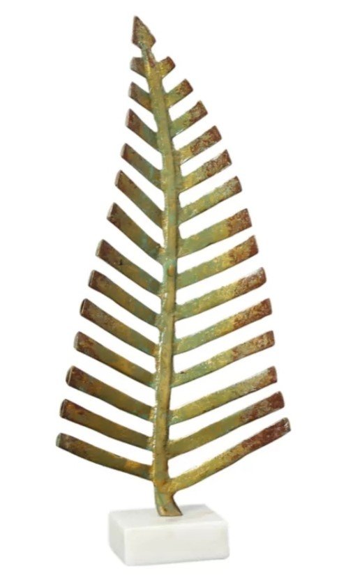 Mermer Tabanlı Metal Yaprak Dekor 41cm