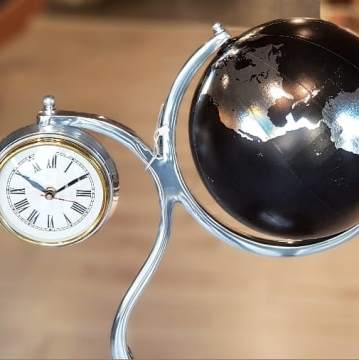 Saatli Dekoratif Dünya Küre Saat
