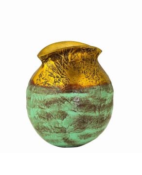 Gold&Yeşil Lidya Metal Vazo 22cm