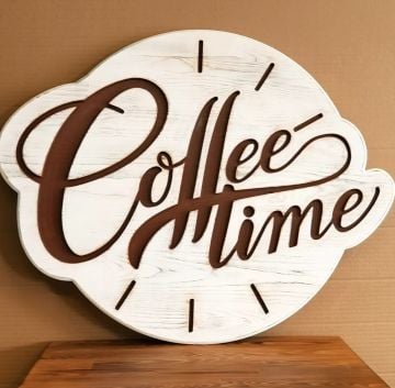 Coffee Time Ahşap Duvar Panosu