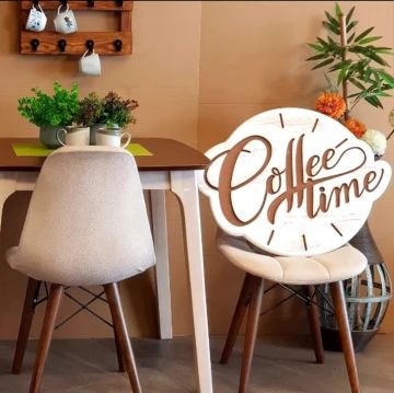 Coffee Time Ahşap Duvar Panosu