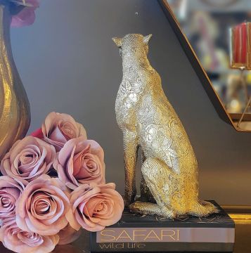 Gold Renk İşlemeli Oturan Puma 27cm