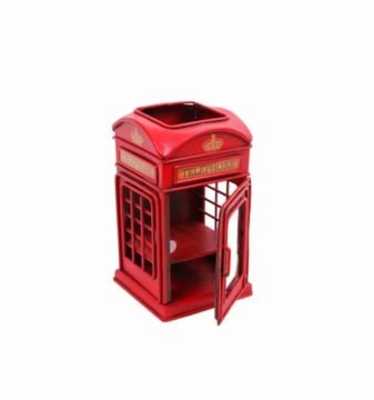 Metal Dekoratif London Telefon Kulübesi Çerçeveli Kalemlik