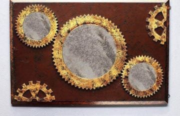 Otantik Ahşap Çark Model Duvar Aynası