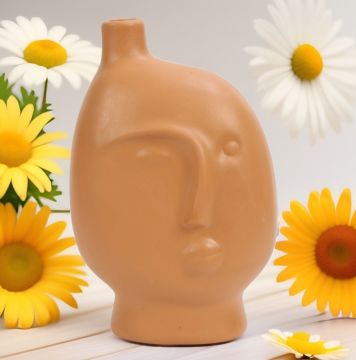 Dekoratif Seramik Face Vazo Kiremit