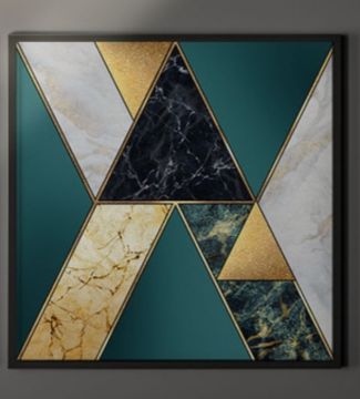 100cmx100cm Siyah Çerçeveli Geometrik Tablo
