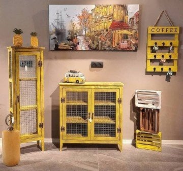 Çok Amaçlı Ahşap Izgaralı Tel Dolap