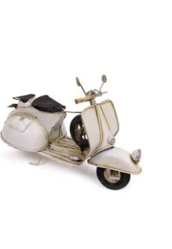 Dekoratif Vintage Metal Scooter Krem