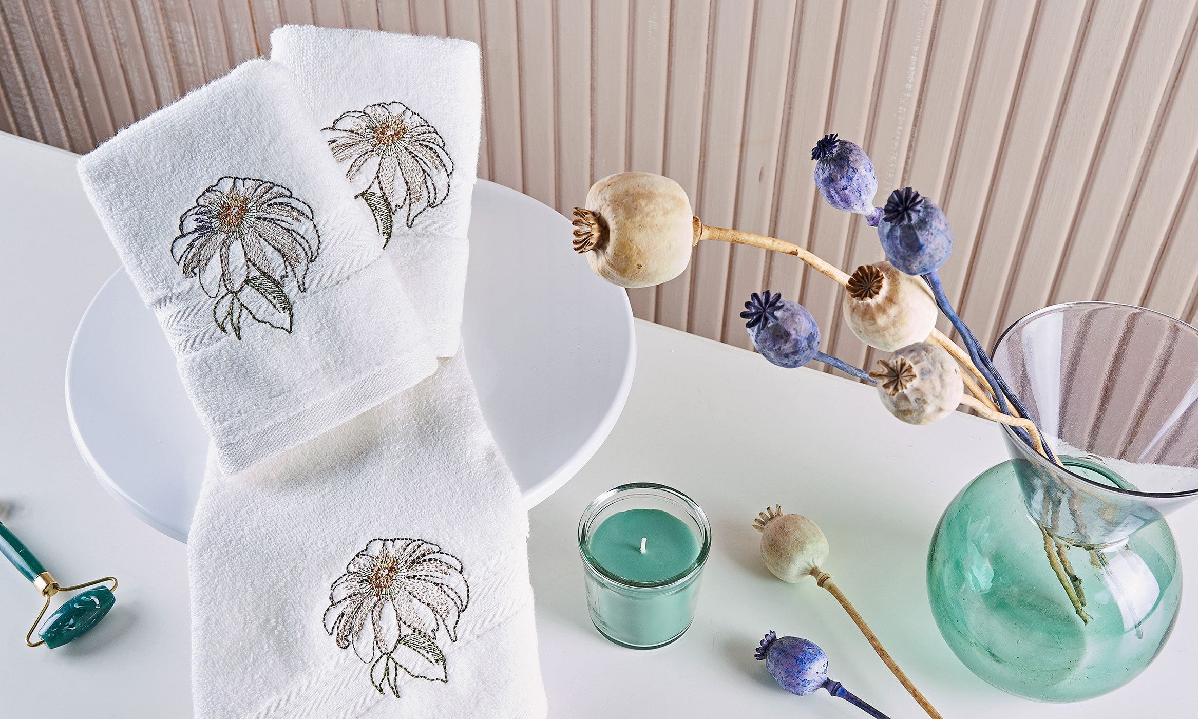 Marie Claire Paris Micro Flora 3'Lü El Havlusu Kırık Beyaz