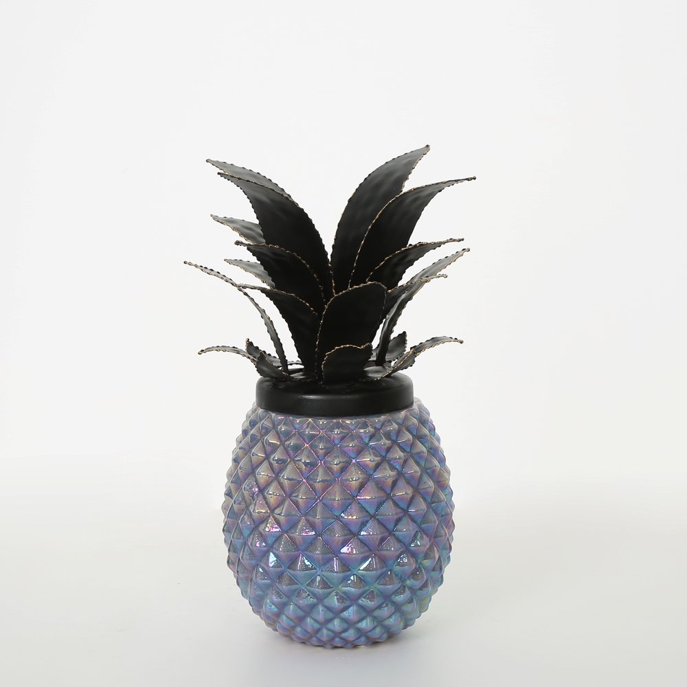 Cam Ananas Dekoratif Obje Büyük Boy