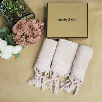 Marie Claire Terra Saçak Bağlama 3'Lü El Havlusu Pudra