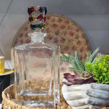 Clear Renkli Cam Şişe Karaf 30cm 800ml