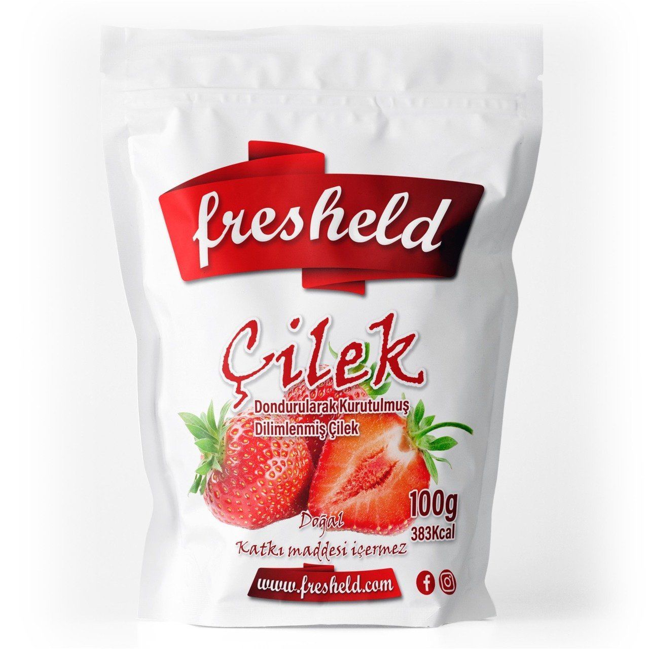 x3 Paket Dondurularak Kurutulmuş Dilimlenmiş Çilek 100G ( Freeze dried )