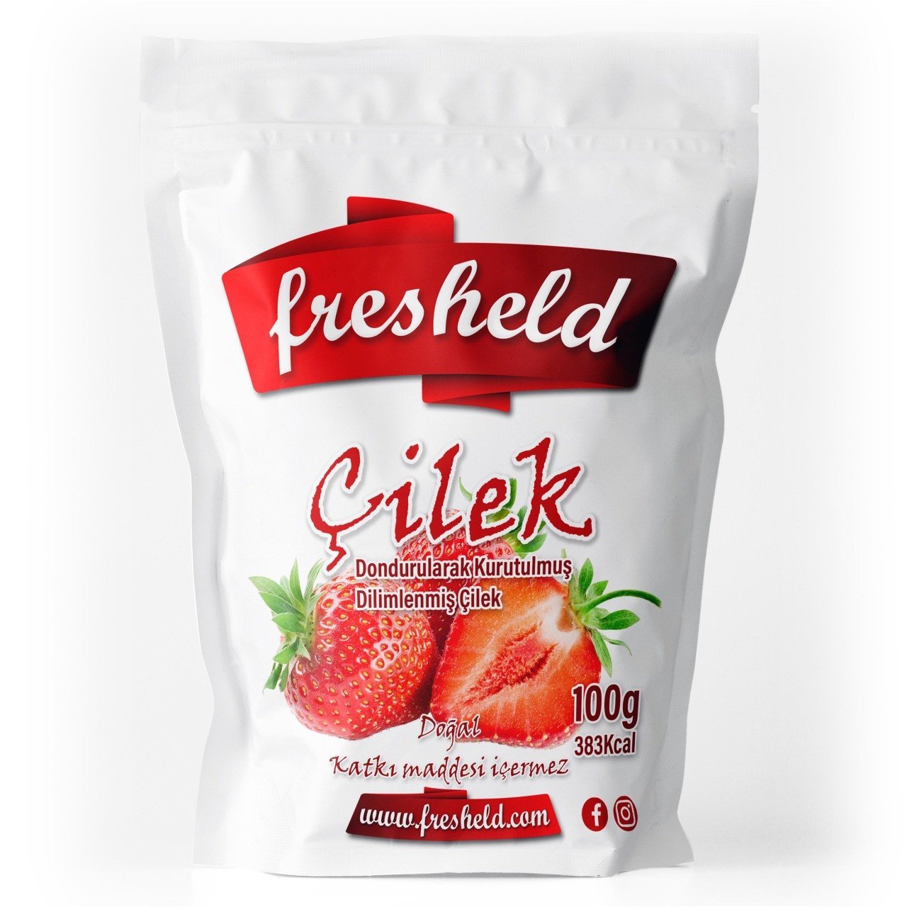 Dondurularak Kurutulmuş Dilimlenmiş Çilek 100G ( Freeze dried )