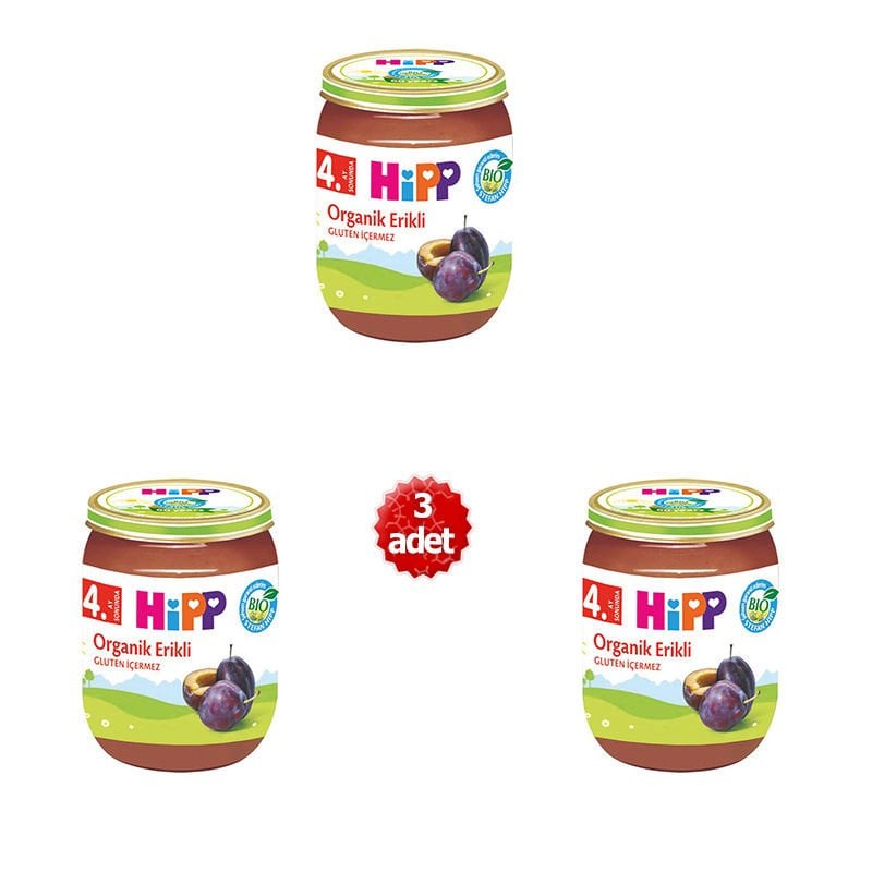 Hipp Organik x 3 Adet Erik Püresi 125gr