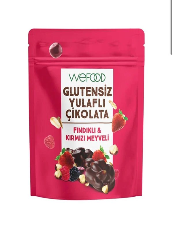 Wefood Glutensiz Yulaflı Çikolata Fındıklı & Kırmızı Meyveli 40 gr x 2 Paket