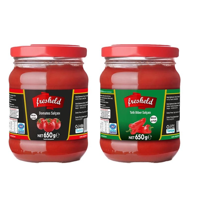 Fresheld x 1 Adet Domates Salçası x 1 Adet Tatlı Biber Salçası 650gr