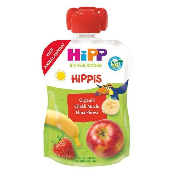 Hipp Organik x 12 Adet Çilekli Muzlu Elma Püresi 100gr