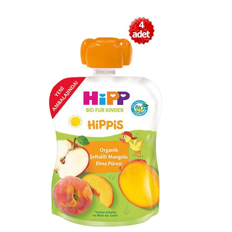 Hipp Organik x 4 Adet Şeftalili Mangolu Elma Püresi 100gr