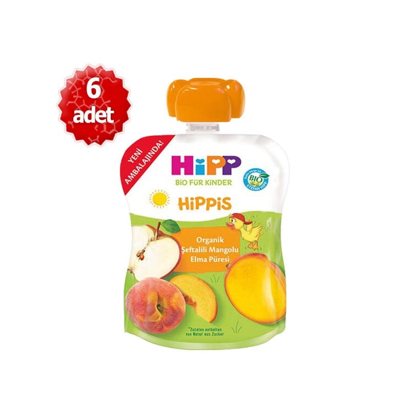 Hipp Organik x 6 Adet Şeftalili Mangolu Elma Püresi 100gr