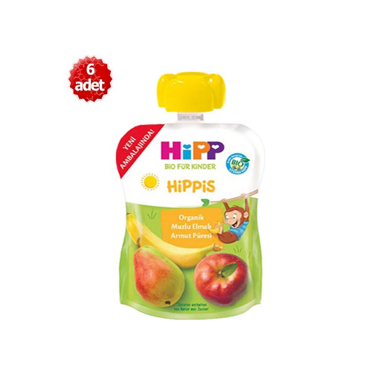 Hipp Organik x 6 Adet Muzlu Elmalı Armut Püresi 100gr