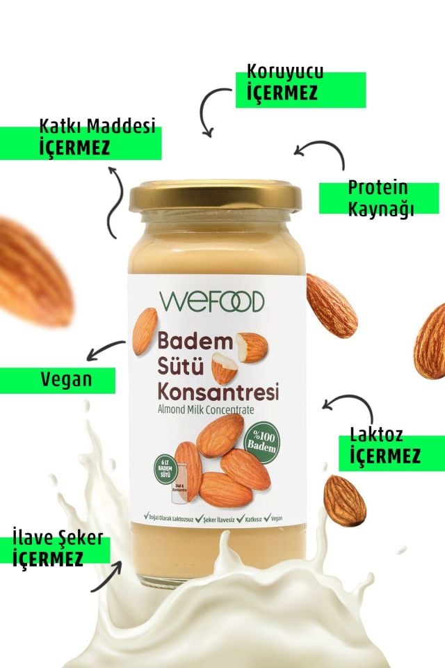 Wefood x 2 Adet Badem Sütü Konsantresi (%100 Badem) 240 gr