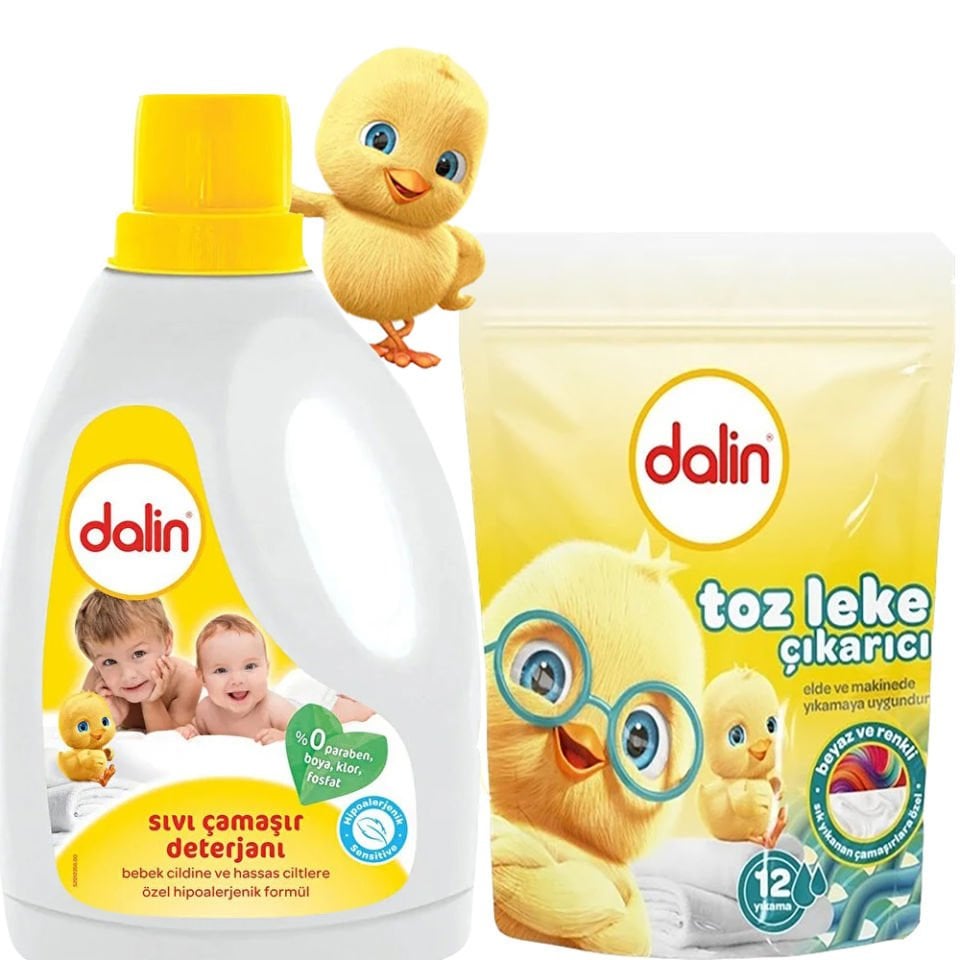 Dalin 2'li Özel Set  Sıvı Çamaşır Yumuşatıcısı 1500 ml - x 2 Adet Toz Leke Çıkarıcı 500 gr