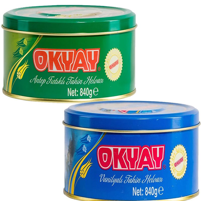 Okyay x 1 Adet Fıstıklı x 1 Adet Vanilyalı Teneke Kutu Helva 840 Gr