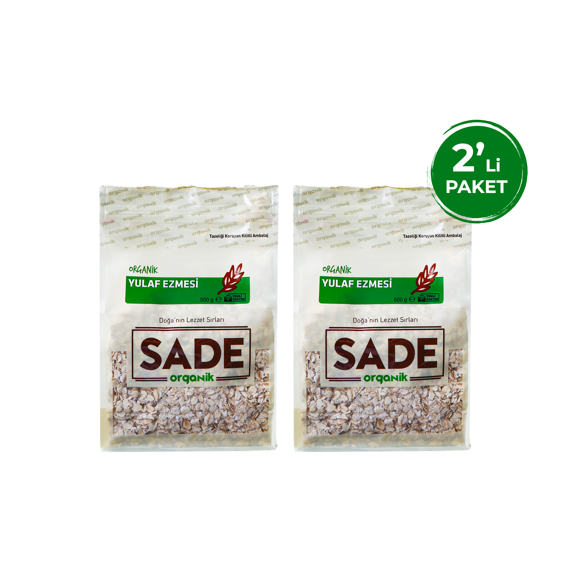Sade Organik x 2 Paket Yulaf Ezmesi 500g