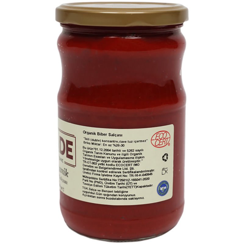 Sade Organik Biber Salçası 610 gr