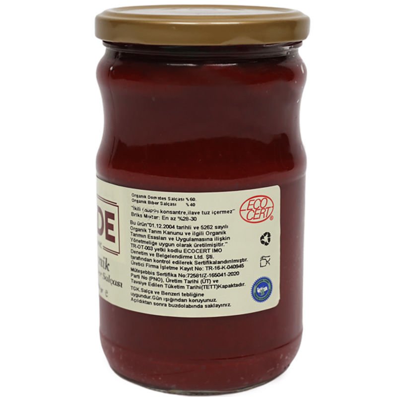 Sade Organik Karışık Salça (Domates ve Biber) 650 gr