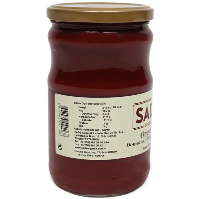 Sade Organik Karışık Salça (Domates ve Biber) 650 gr