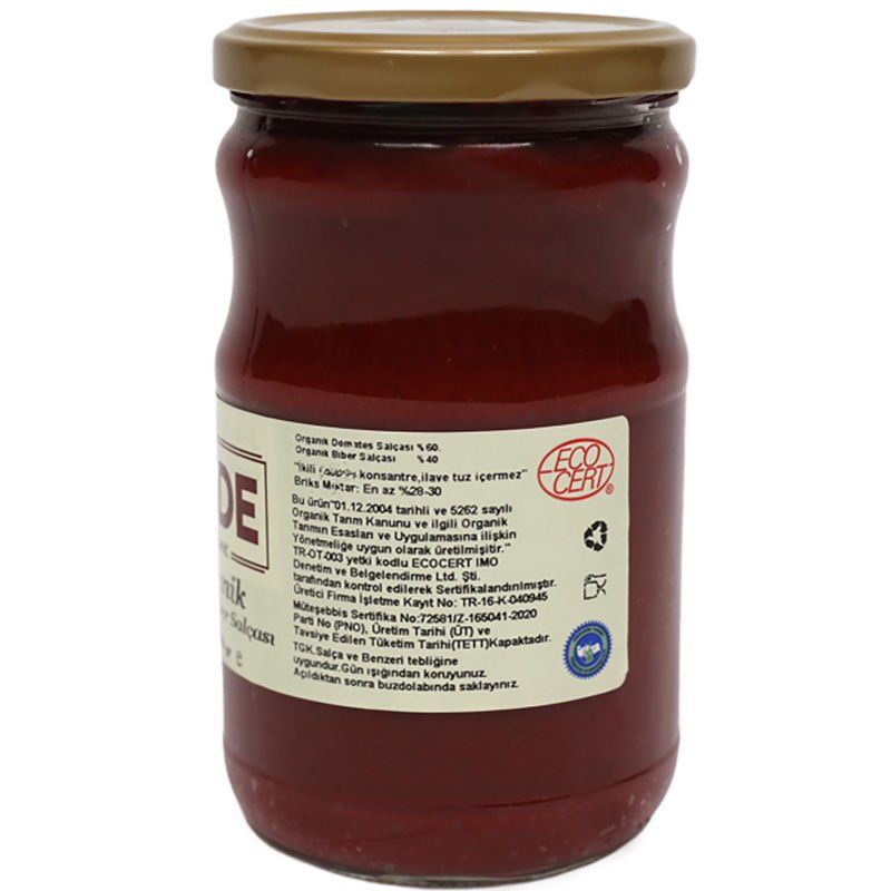 Sade Organik x 2 Kavanoz Karışık Salça (Domates ve Biber) 650 gr