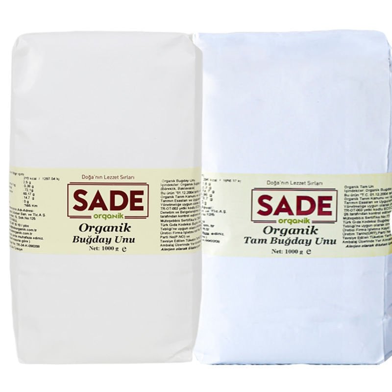 Sade Organik  Tam Buğday ve Buğday Unu 1000 gr