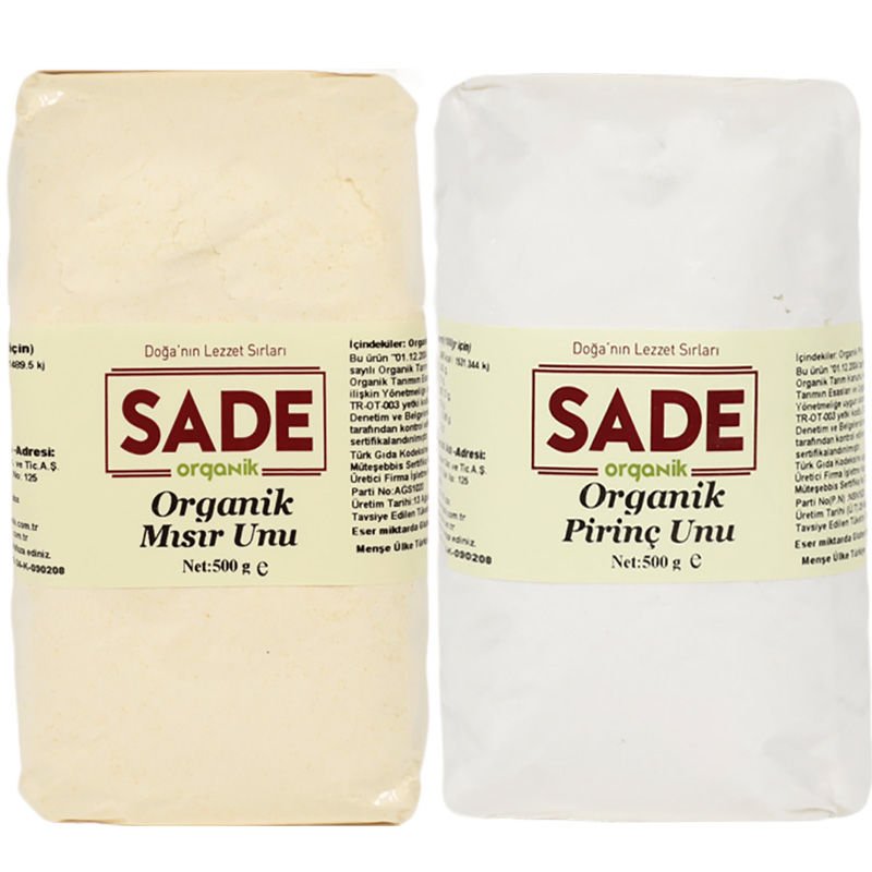 Sade Organik Mısır ve  Pirinç Unu 500 gr
