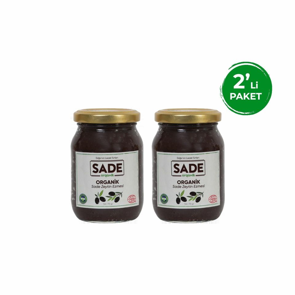 Sade Organik x 2 Kavanoz  Siyah Zeytin Ezmesi 170 gr