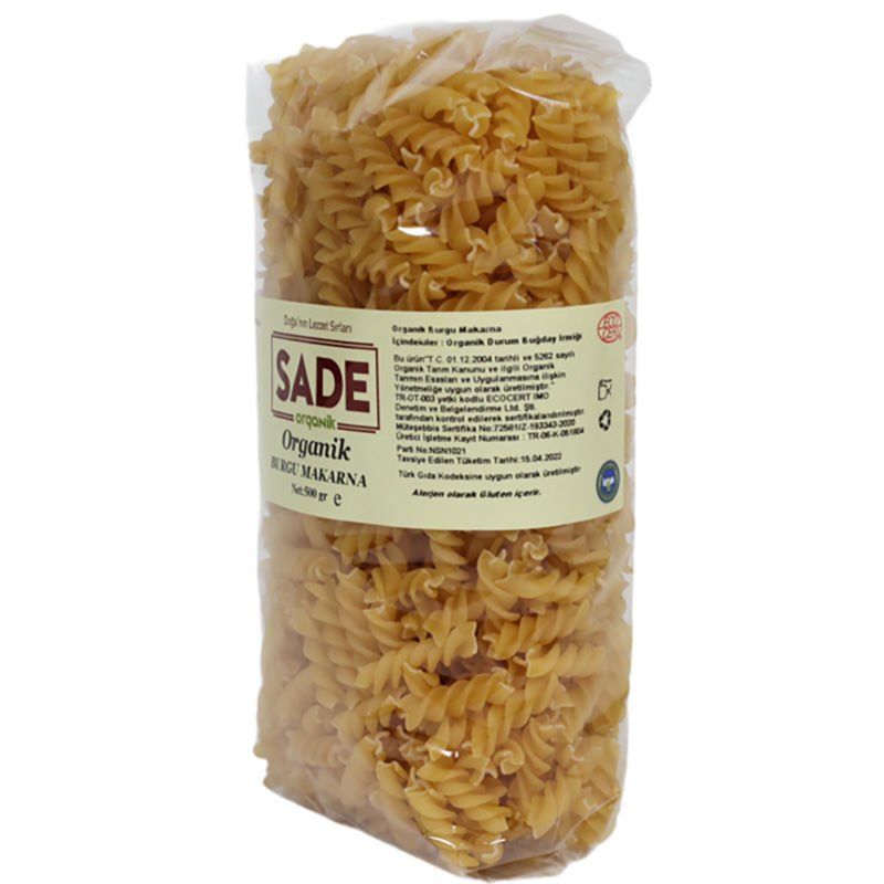 SADE ORGANİK X 4 PAKET BURGU MAKARNA 500 GR