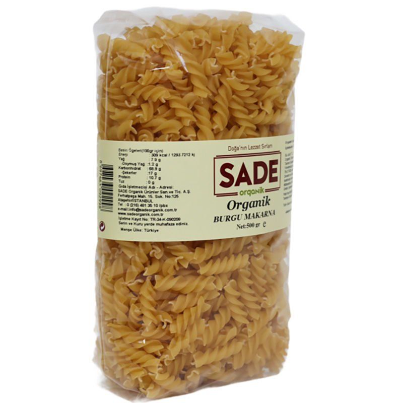 SADE ORGANİK X 4 PAKET BURGU MAKARNA 500 GR