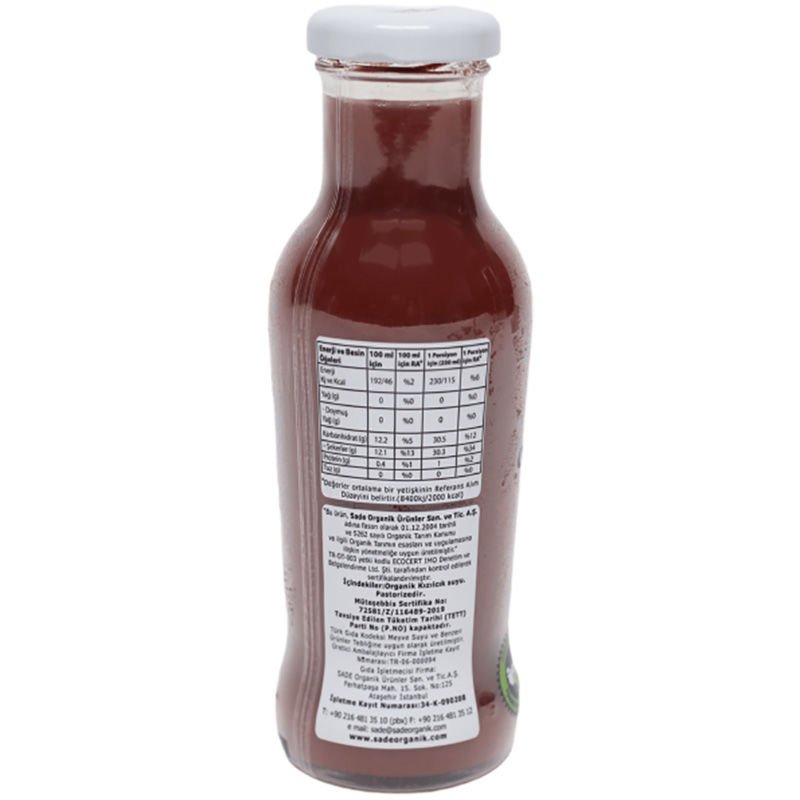 Sade Organik x 2 Şişe Kızılcık Suyu 250 ml