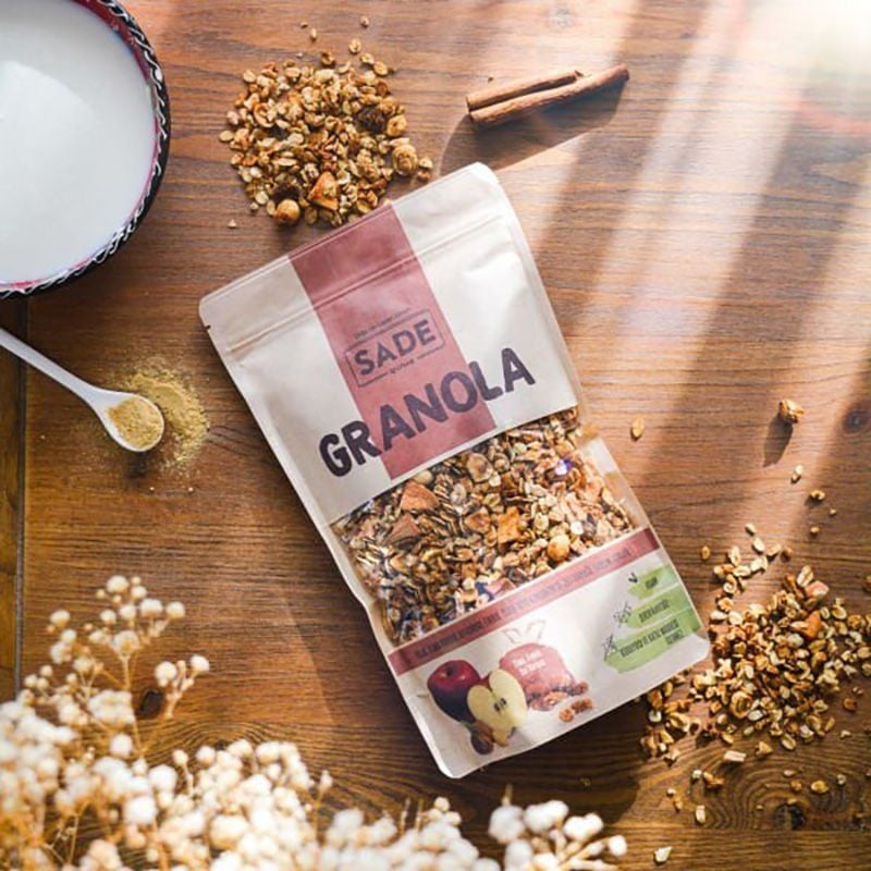 Sade Gurme x 4 Paket Elma-Dut Kurusu-Fındıklı Granola 360 gr
