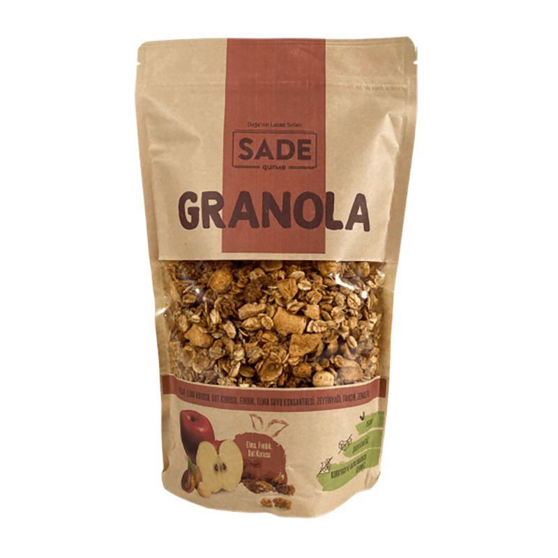 Sade Gurme x 4 Paket Elma-Dut Kurusu-Fındıklı Granola 360 gr